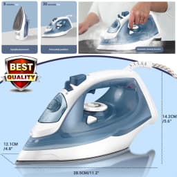 Electric Iron Portable Steam Iron, Non-Stick Stainless Soleplate, Temperature Regulation | Automatic Cleaning | Spray Functions
