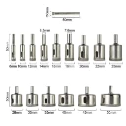 30pcs Diamond Drill Bit Tile Cutter Emery Hole Saw Dia 6 To 50mm Ceramic/Marble/Glass