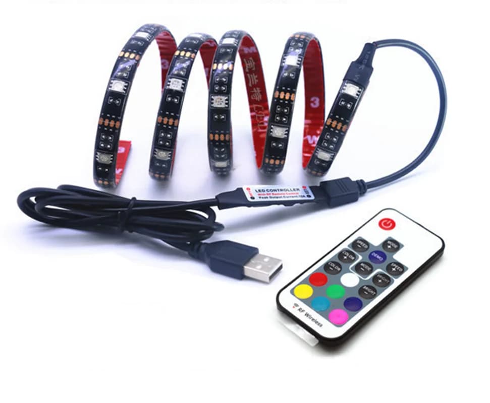 1-5M 5V SMD 5050 USB RGB LED Strip Light With Remote Controller Not Waterproof Led Light USB Tape TV Backlight