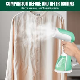Clothes Steamer: 30s Quick Preheat, 300ml Tank & 7-Hole Steam for All Fabrics (Travel-Friendly)