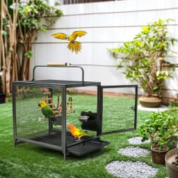Portable Bird Cage Playpen Travel Carrier with Hammock And Toy Removable Tray for Small Pets - Outdoor And Indoor Use