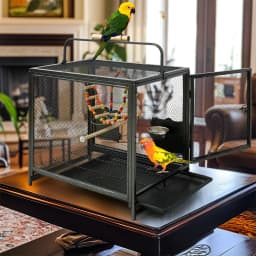 Portable Bird Cage Playpen Travel Carrier with Hammock And Toy Removable Tray for Small Pets - Outdoor And Indoor Use