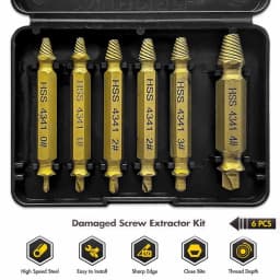 6Pcs/Set Broken Screw Extractor Remover Set Damaged Bolt Stud Easy Out Stripped Drill Bit Tools Kit with Black Case