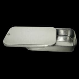 Pack of 50 Silver Rectangular Tin Box with Sliding Lid / 80(L) x 50(W) x 15(H) mm