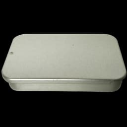 Pack of 50 Silver Rectangular Tin Box with Sliding Lid / 80(L) x 50(W) x 15(H) mm