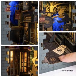Rolife DIY 3D Wooden Book Nook Puzzle Kit with LED Bookend Diorama Miniature Bookshelf Set Ideal Gift for Adults And Teens