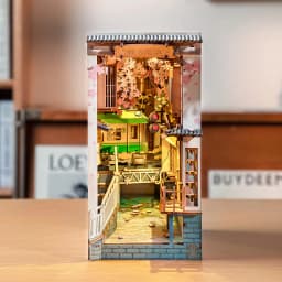Rolife DIY 3D Wooden Book Nook Puzzle Kit with LED Bookend Diorama Miniature Bookshelf Set Ideal Gift for Adults And Teens
