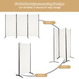GOFLAME 3 Panel Folding Room Divider Paravent Partition Privacy Screen Seperator-White