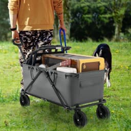 GOFLAME Collapsible Foldable Wagon Heavy-Duty Wagon Cart w/ Adjustable Handlebar