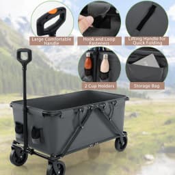 GOFLAME Collapsible Foldable Wagon Heavy-Duty Wagon Cart w/ Adjustable Handlebar