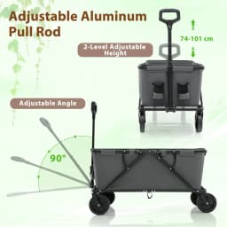GOFLAME Collapsible Foldable Wagon Heavy-Duty Wagon Cart w/ Adjustable Handlebar