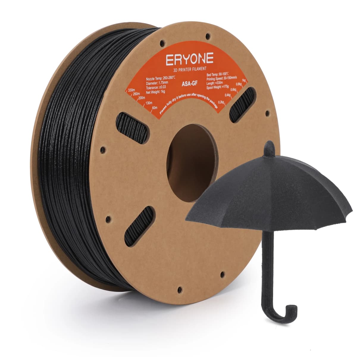 ERYONE 10KG ASA-GF Filament, 3D Printing ASA Glass Fiber Filament, 1.75mm +/- 0.03mm, 1kg (2.2 lbs)/Spool