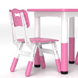 AIYAPLAY Kids Table and Chair Set Height Adjustable Easy to Wipe Pink