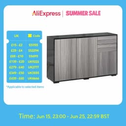 HOMCOM High Gloss Frame Side Cabinet with 2 Door and 2 Drawer, Grey Black