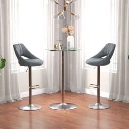 HOMCOM Round Bar Table for 2 People, High Pub Table with Tempered Glass Top
