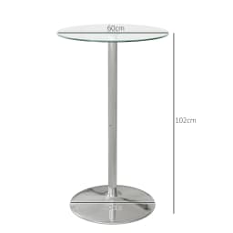 HOMCOM Round Bar Table for 2 People, High Pub Table with Tempered Glass Top