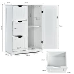 GOFLAME Bathroom Floor Cabinet Storage Cupboard Organizer W/Adjustable Shelf & 3 Drawers