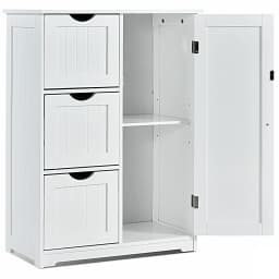 GOFLAME Bathroom Floor Cabinet Storage Cupboard Organizer W/Adjustable Shelf & 3 Drawers