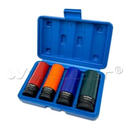 17mm 19mm 21mm 22mm Alloy Wheel Nut Thin Deep Impact Socket Tools Set 1/2" Drive 4Pcs Wheel Nut Thin Deep 6 Point Socket Kit
