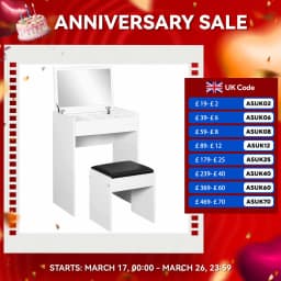 HOMCOM Dressing Table Set Cushioned Stool Flip-up Mirror Chipboard - Wood Grain