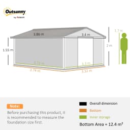 Outsunny 13 X 11ft Garden Shed Storage with Locking Door and Foundation Kit, Light Brown