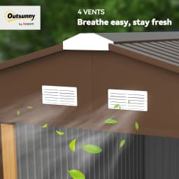 Outsunny 13 X 11ft Garden Shed Storage with Locking Door and Foundation Kit, Light Brown