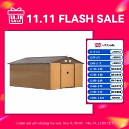 Outsunny 13 X 11ft Garden Shed Storage with Locking Door and Foundation Kit, Light Brown
