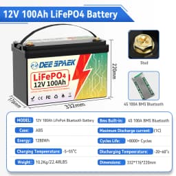 LiFePO4 Battery Pack 12V 100Ah BMS Bluetooth For RV Home Energy EV Solar Rechargeable Lithium Iron Phosphate Batteries GB Stock