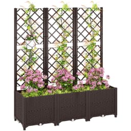 Plastic Raised Garden Planter with Trellis, Flower Bed with Drainage Holes