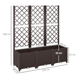 Plastic Raised Garden Planter with Trellis, Flower Bed with Drainage Holes