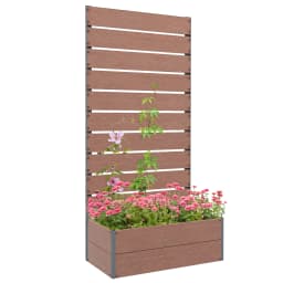 Garden Planter with Trellis for Vine Climbing Plants, Flowers, Herbs, Brown