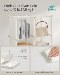 SONGMICS 16-Cube Storage Unit, Shoe Rack, Stackable Cubes, Plastic Closet Cabinet, Wardrobe, with Doors