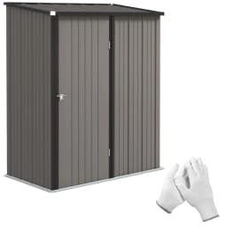 Outdoor Storage Shed Steel Garden Shed W/ Lockable Door for Garden, Brown