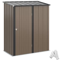 Outdoor Storage Shed Steel Garden Shed W/ Lockable Door for Garden, Brown