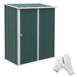 Outdoor Storage Shed Steel Garden Shed W/ Lockable Door for Garden, Brown
