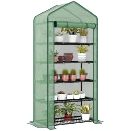 5 Tier Widened Mini Greenhouse Portable Green House W/ Door, 193H X 90Wcm, Green