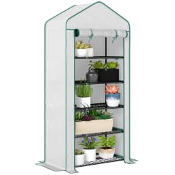 5 Tier Widened Mini Greenhouse Portable Green House W/ Door, 193H X 90Wcm, Green