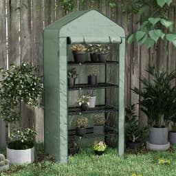 5 Tier Widened Mini Greenhouse Portable Green House W/ Door, 193H X 90Wcm, Green