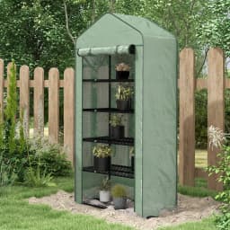 5 Tier Widened Mini Greenhouse Portable Green House W/ Door, 193H X 90Wcm, Green