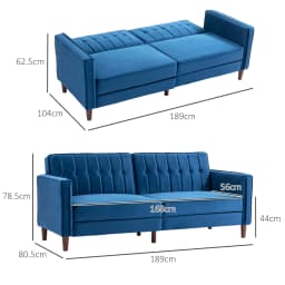 HOMCOM Convertible Sofa Futon Velvet-Touch Tufted Couch Sofa Bed