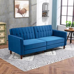 HOMCOM Convertible Sofa Futon Velvet-Touch Tufted Couch Sofa Bed