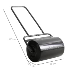 Combination Push/Tow Lawn Roller Filled W/ 38L Sand or Water Roller Black