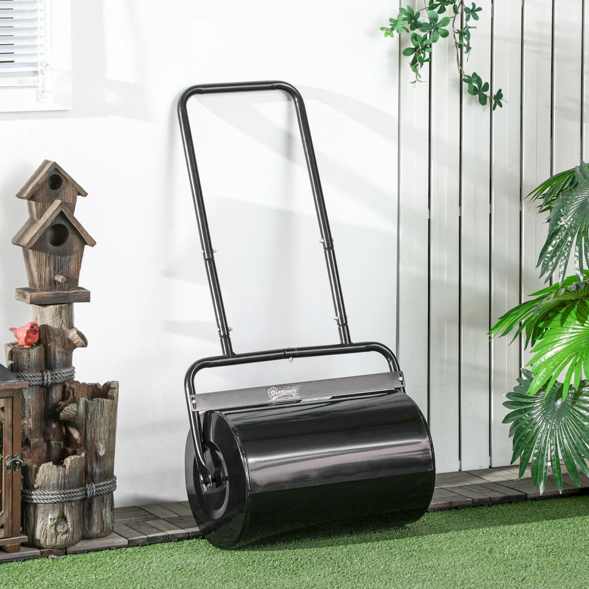 Combination Push/Tow Lawn Roller Filled W/ 38L Sand or Water Roller Black