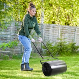 Combination Push/Tow Lawn Roller Filled W/ 38L Sand or Water Roller Black
