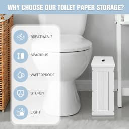 White Compact Shaker Wooden Bathroom Storage Unit, Undersink Toilet Roll Paper Cabinet, Weatherproof Engineered Wood Multi-Purpose Cleaning Tidy Box 14×27×35cm