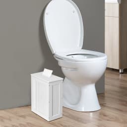 White Compact Shaker Wooden Bathroom Storage Unit, Undersink Toilet Roll Paper Cabinet, Weatherproof Engineered Wood Multi-Purpose Cleaning Tidy Box 14×27×35cm