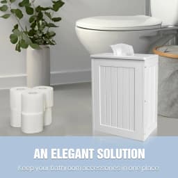 White Compact Shaker Wooden Bathroom Storage Unit, Undersink Toilet Roll Paper Cabinet, Weatherproof Engineered Wood Multi-Purpose Cleaning Tidy Box 14×27×35cm