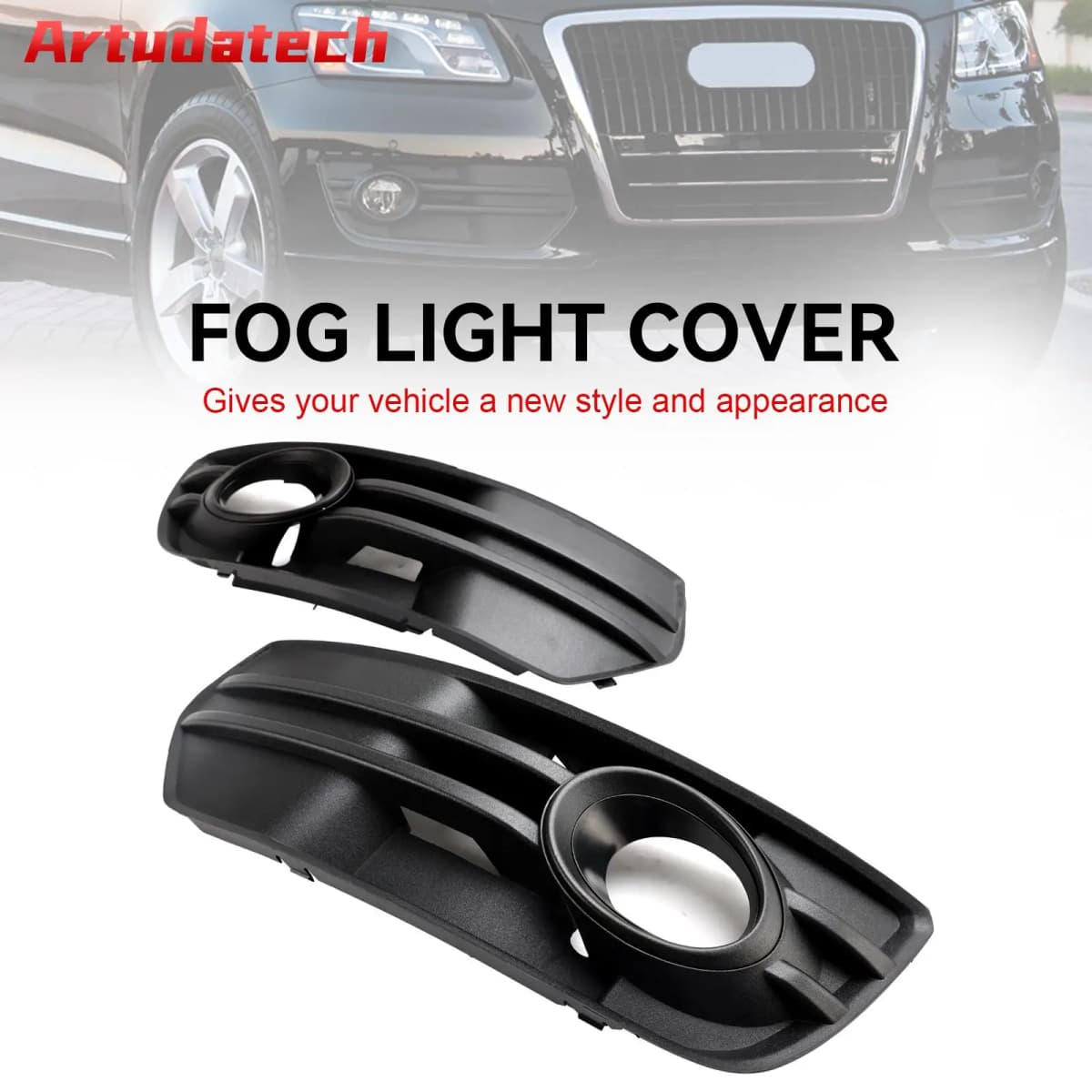 Artudatech 2PCS Front Bumper Grill Fog Light Lamp Covers Trim Fit for Audi Q5 2009-2012