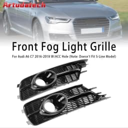 Artudatech Pair Front Bumper Lower Light Cover Grille Fit for AUDI A6 C7 2016-2018 W/ACC Hole