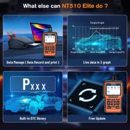 FOXWELL NT510 Elite for Porsche Car Diagnostic Car OBD2 Scanner All System Bi-Directional Diagnostic Tools Oil Reset EPB SAS TPS